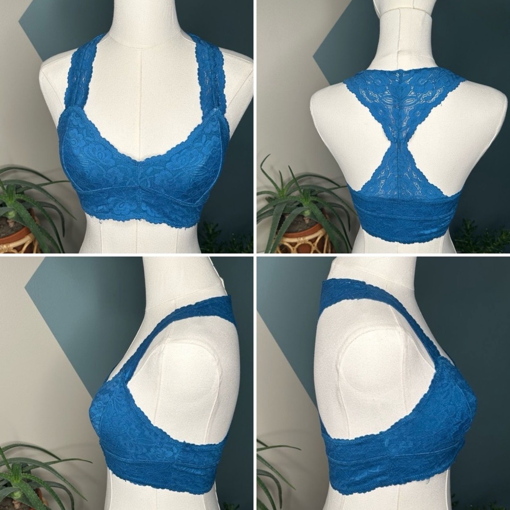 Free People Lace Bralette Set — Teal Racerback + Navy Halter | S + M - Picture 3 of 8